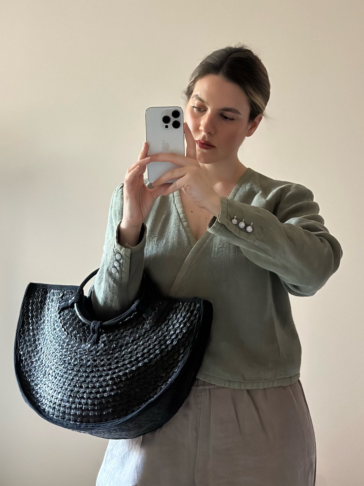 Black Rafia Handbag