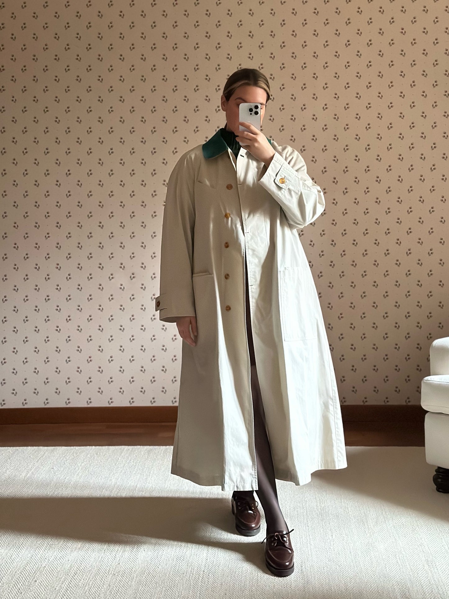 Vintage Green Collar Korean Trench Coat