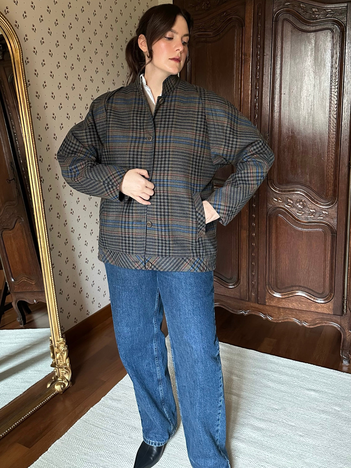 Tartan Wool Bomber Jacket