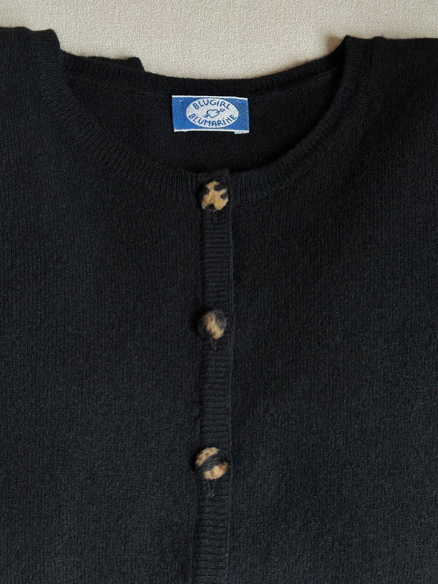 Blumarine Wool and Angora Black Cardigan