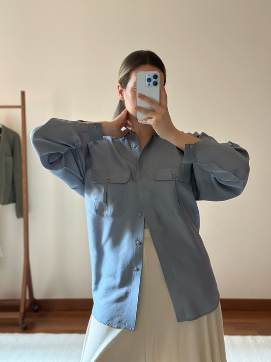 100% Silk Powder Bluse Shirt