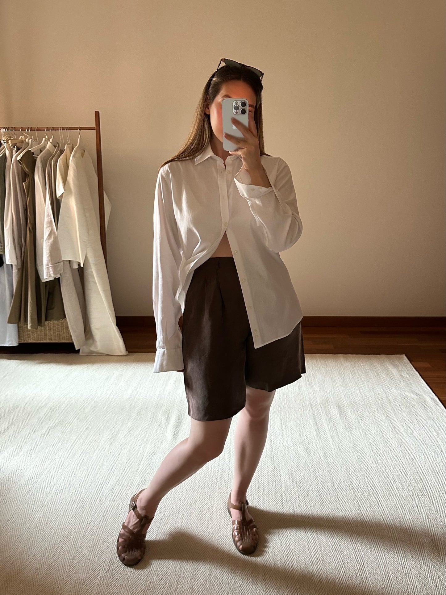 Silk Blend Chocolate Brown Shorts