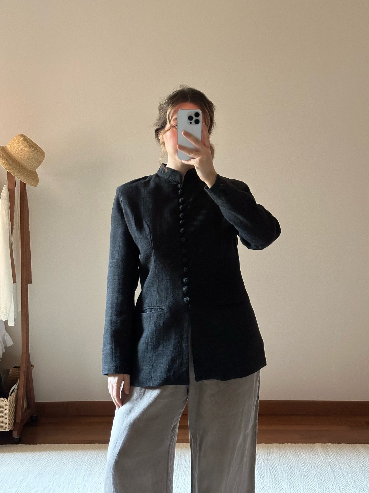 100% Silk Black Blazer