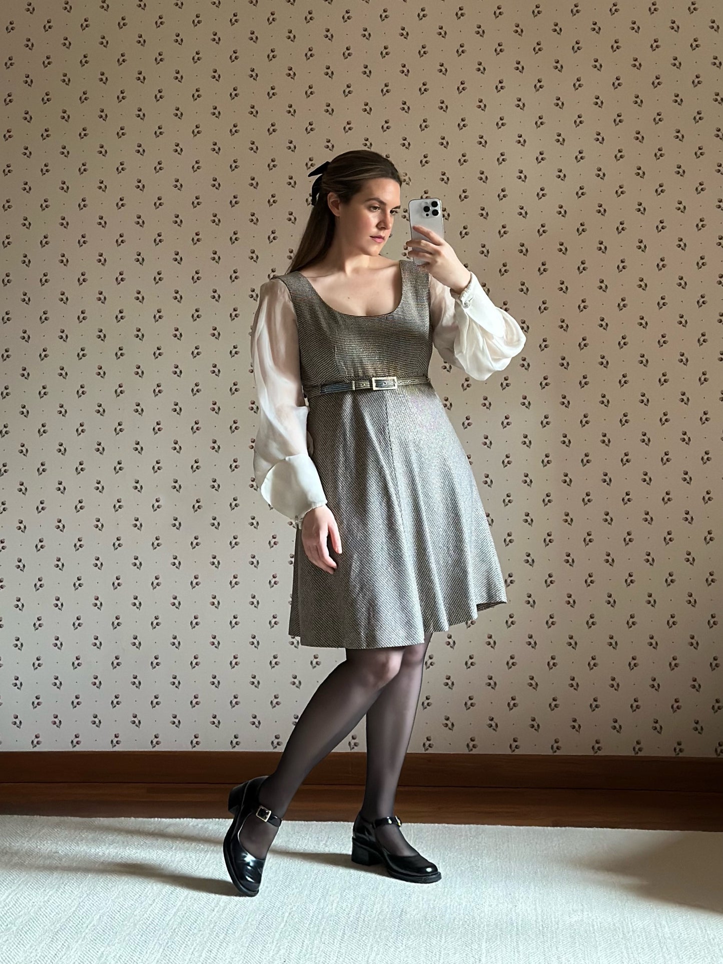 Vintage Gianfranco Ferré Wool Dress With Silk Organza Sleeves