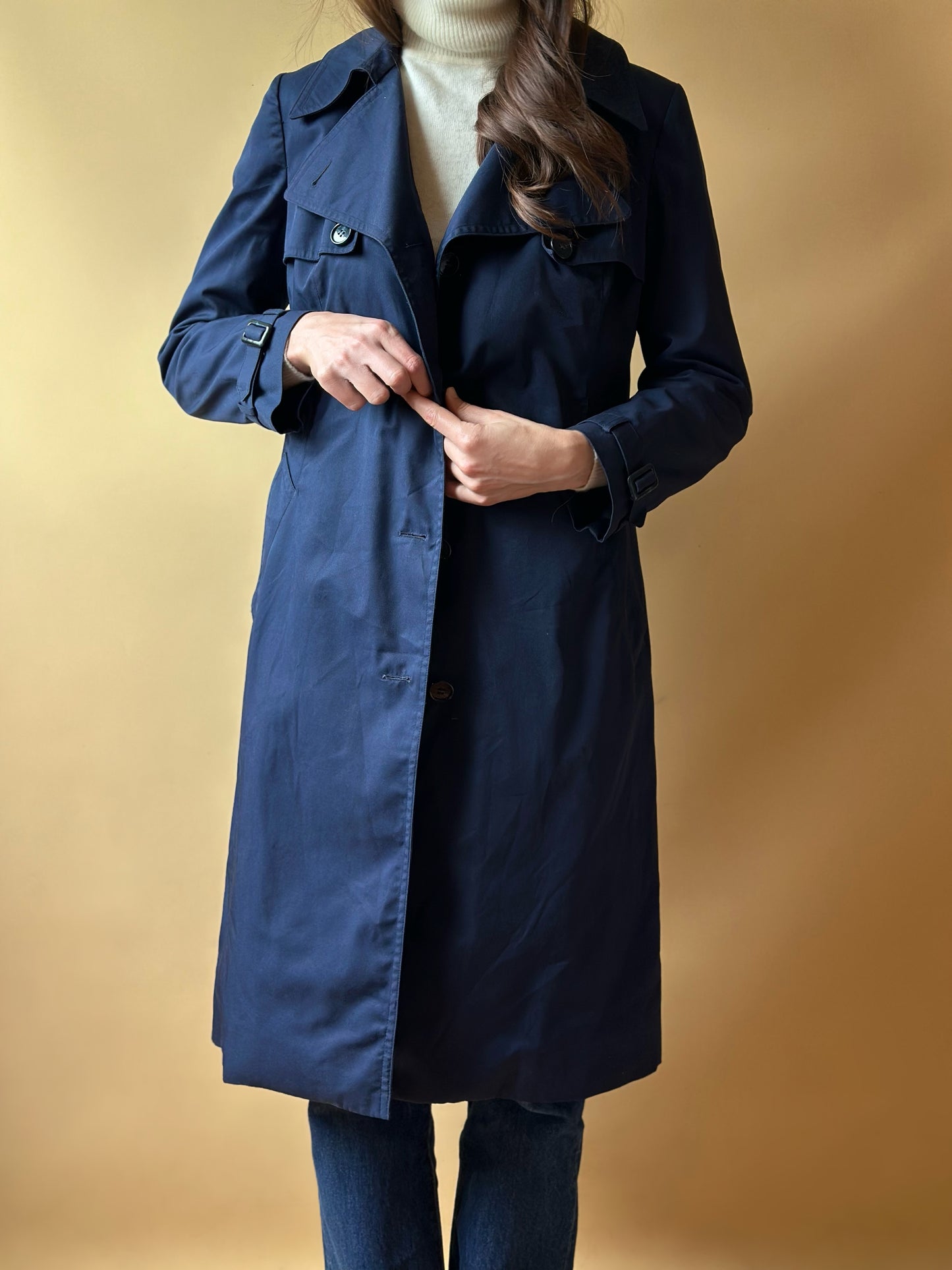 Vintage Sealup Navy Blue Trench Coat