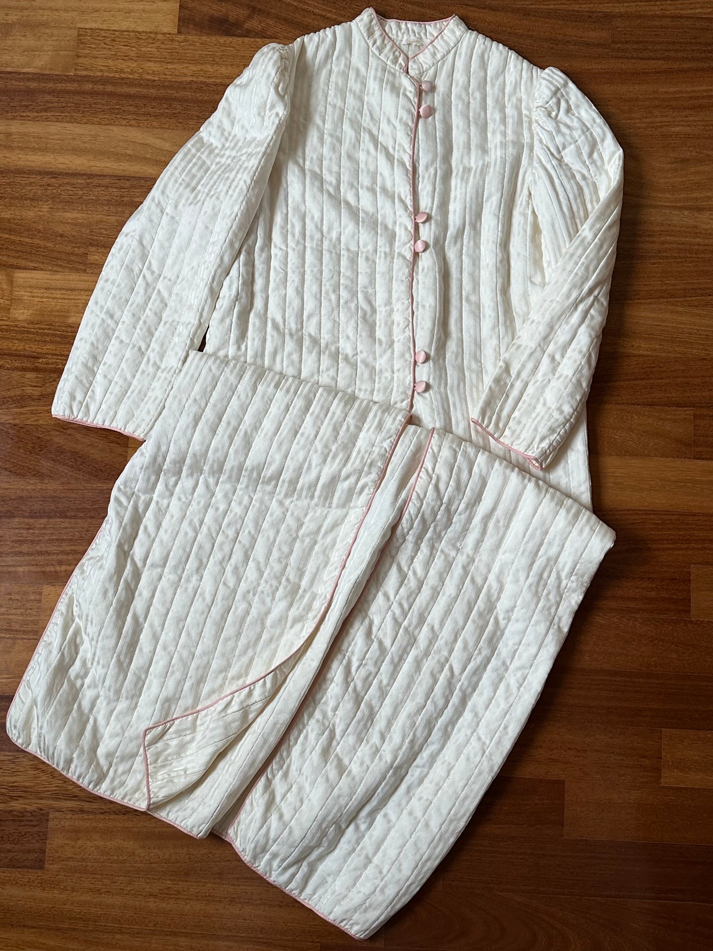 Vintage Pure Silk Quilted Dressing Gown