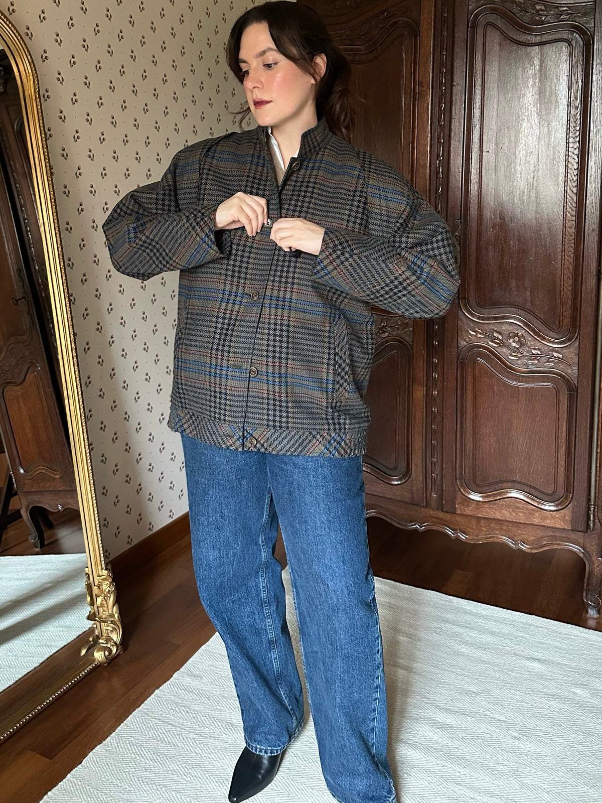 Tartan Wool Bomber Jacket