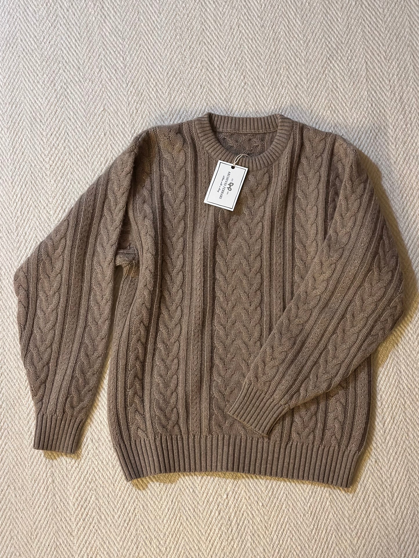 Vintage Wool & Cashmere Cable Knit Brown Sweater