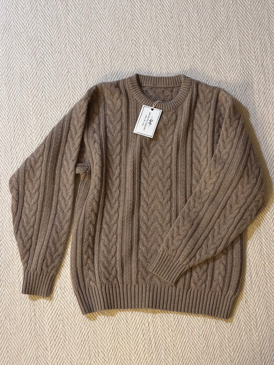 Vintage Wool & Cashmere Cable Knit Brown Sweater