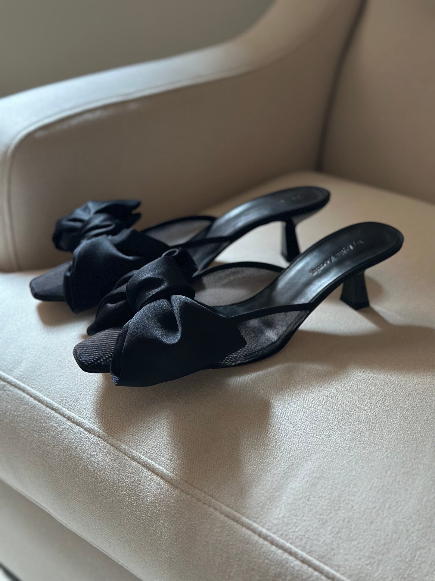 Black Bow Mules by Aylin Koenig