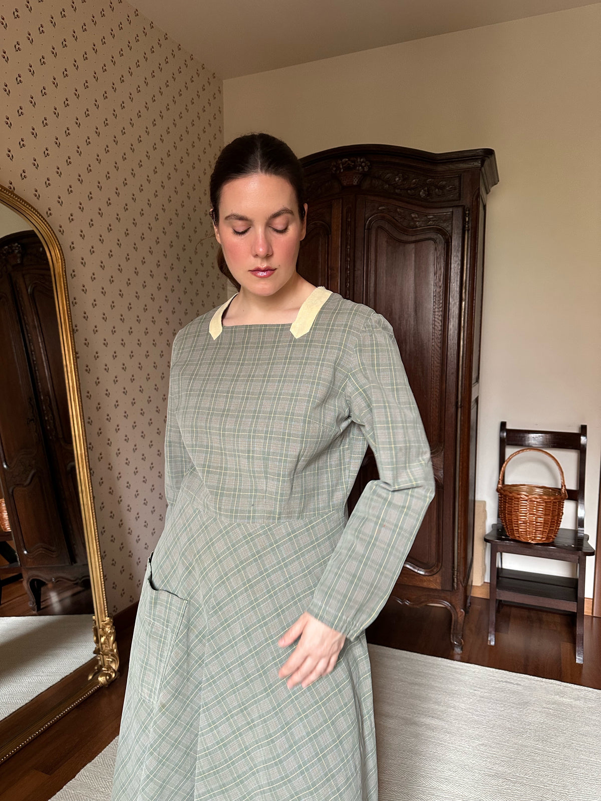Tailor-Made Sage Green Tartan Dress