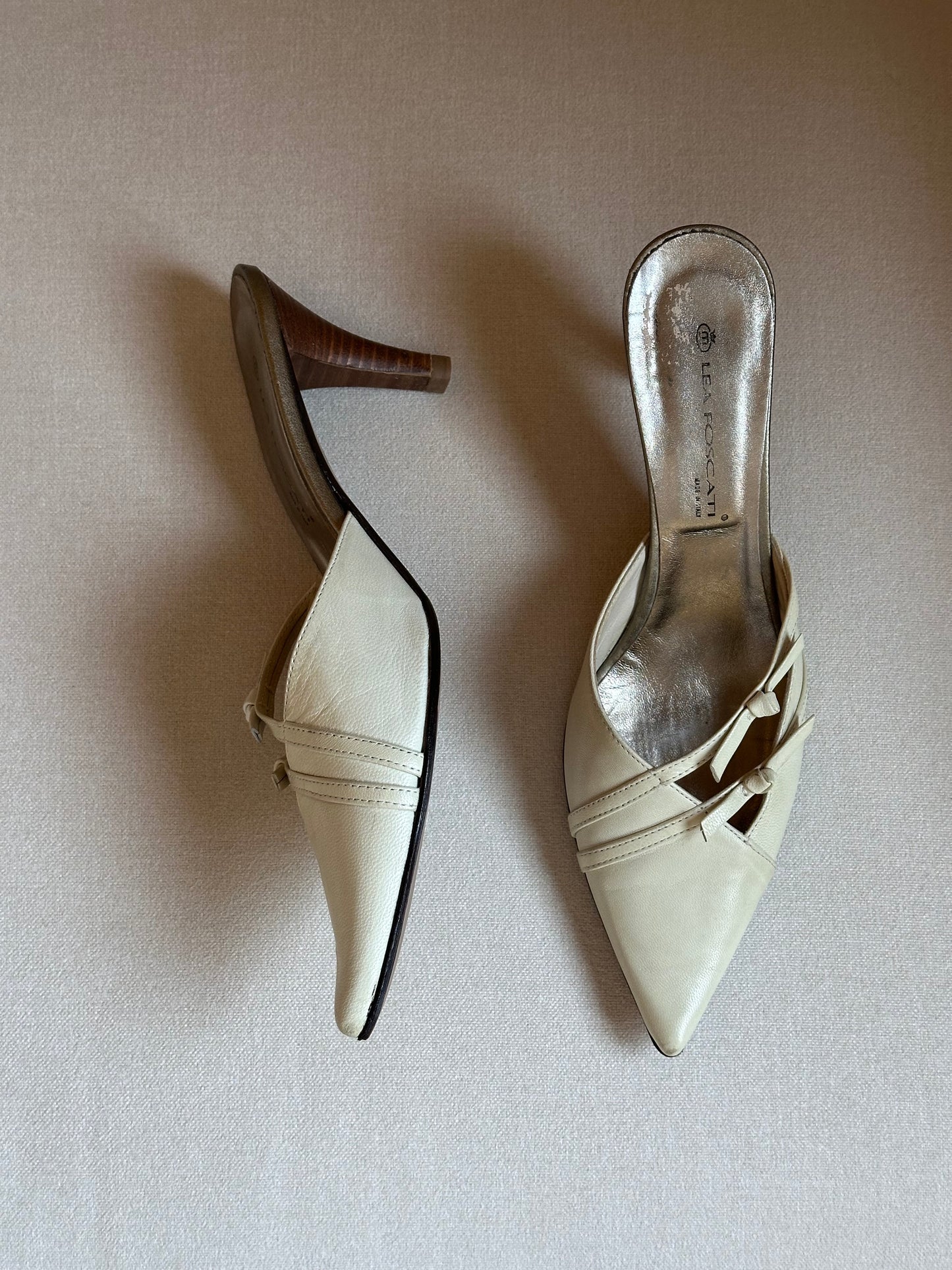 Ice-White Pointy Mules