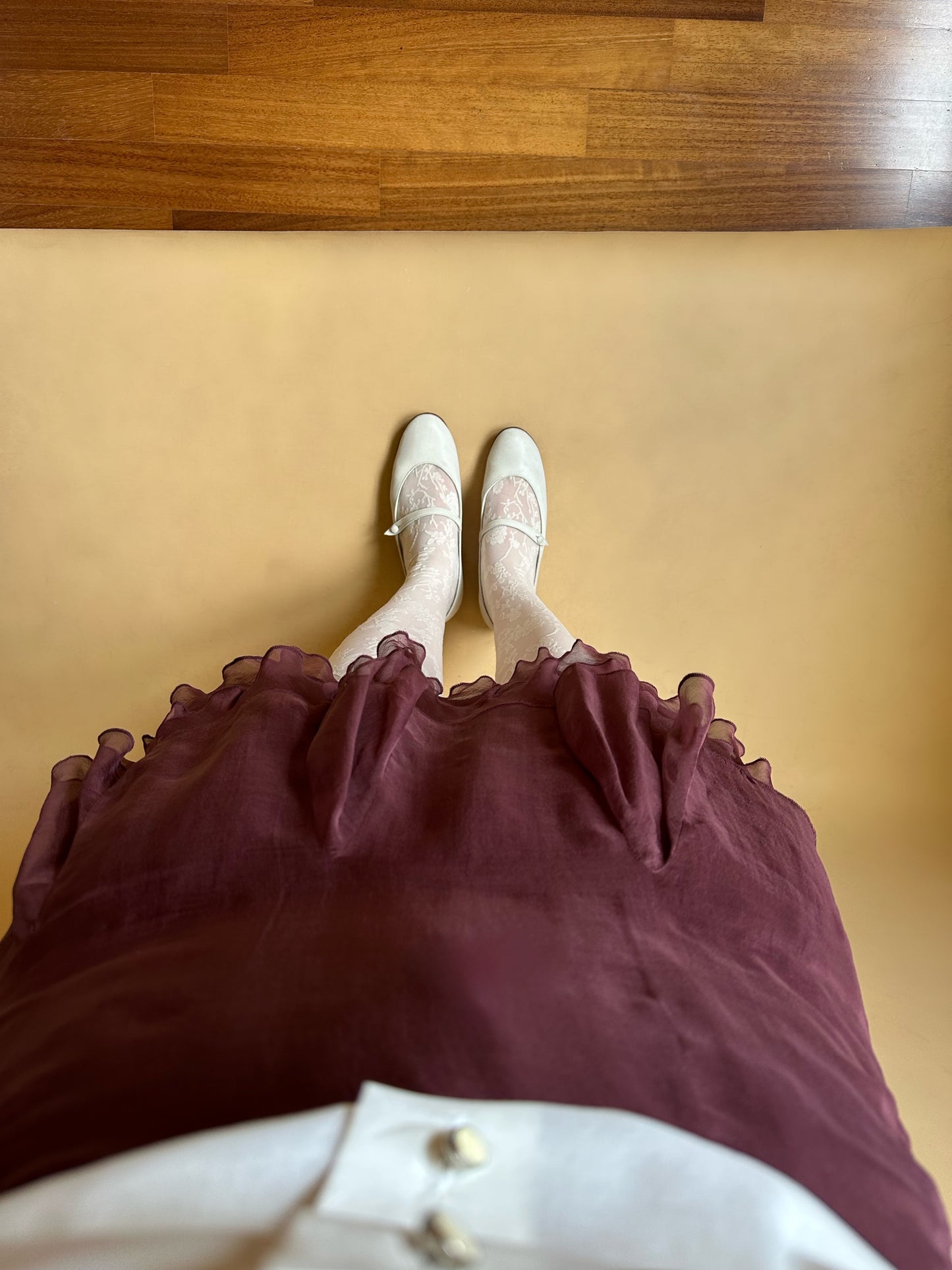 Vintage Pure Silk Mauve Ruffled Skirt