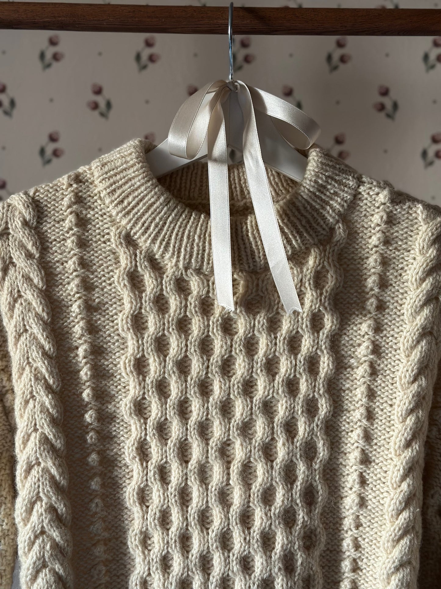 White Irish Cable Knit Sweater