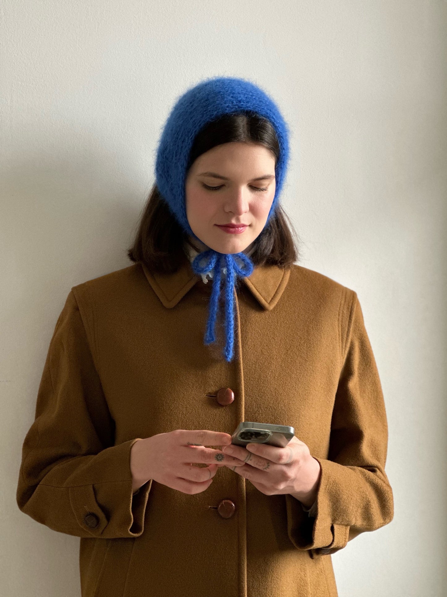 Handmade Silk & Mohair Bonnet - Electric Blue