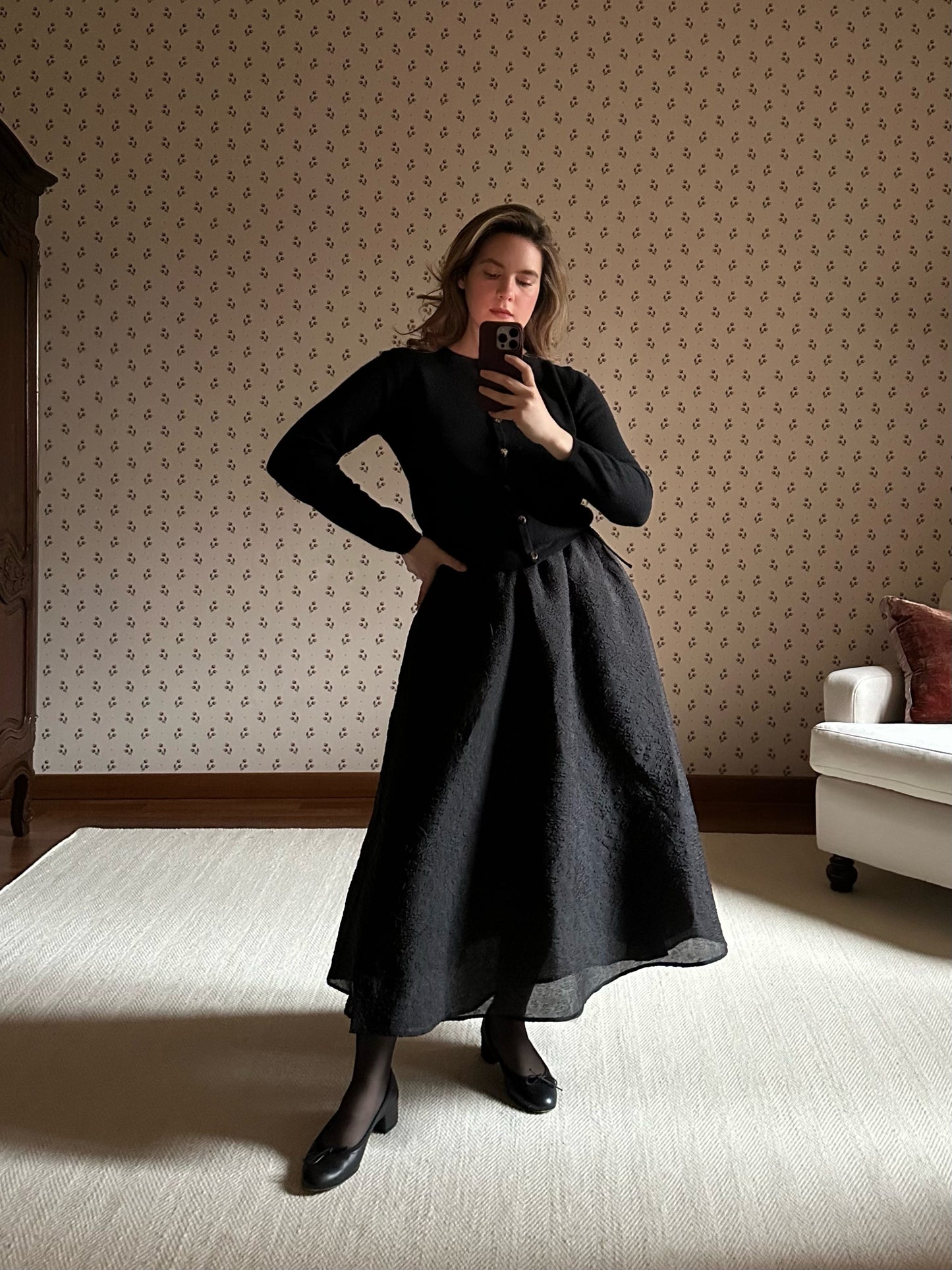 Secondhand Arket Brocade Black Wrap-Up Midi Skirt