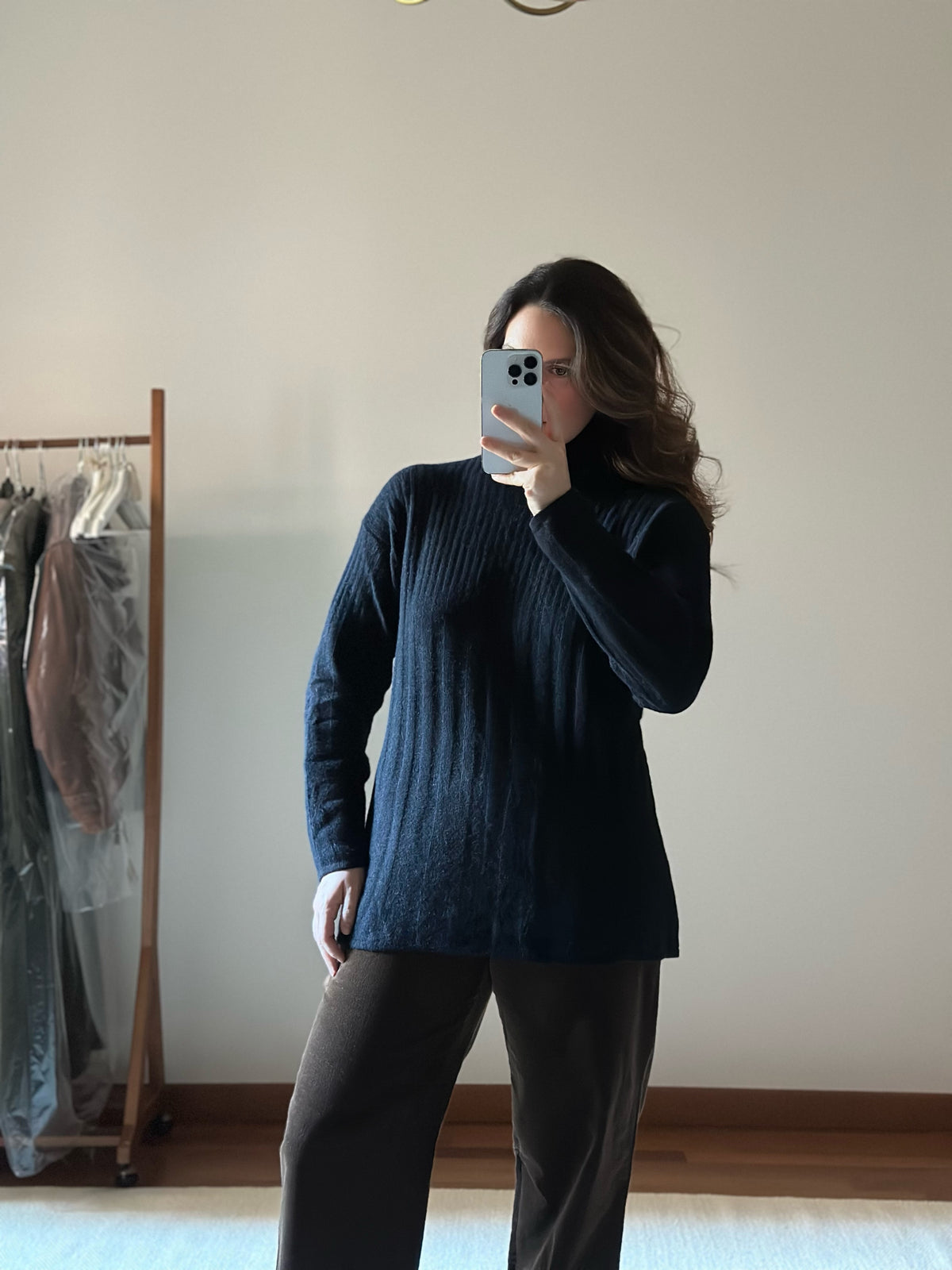 Angora & Lambswool Black Turtleneck
