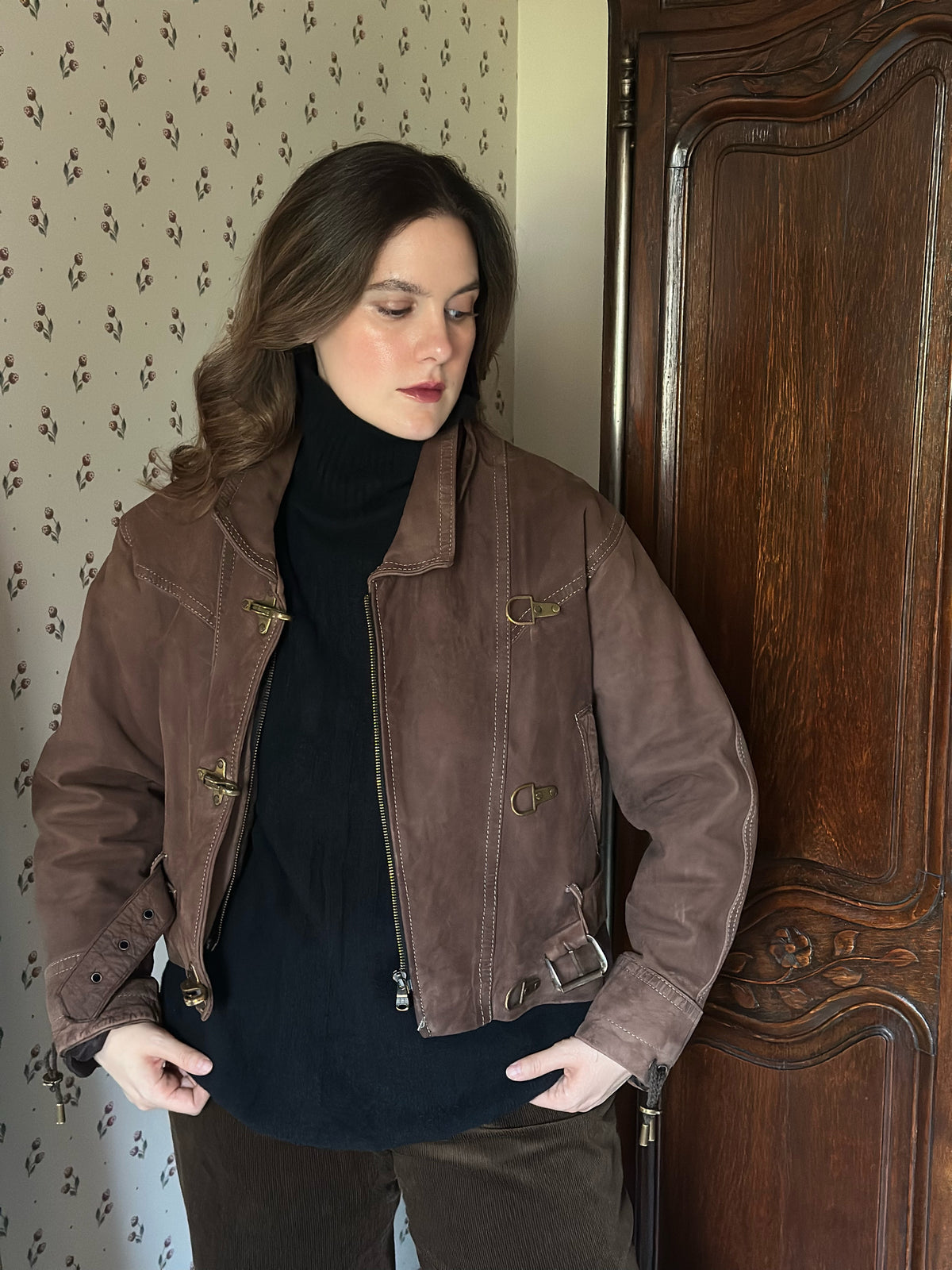 Brown Leather Biker Jacket