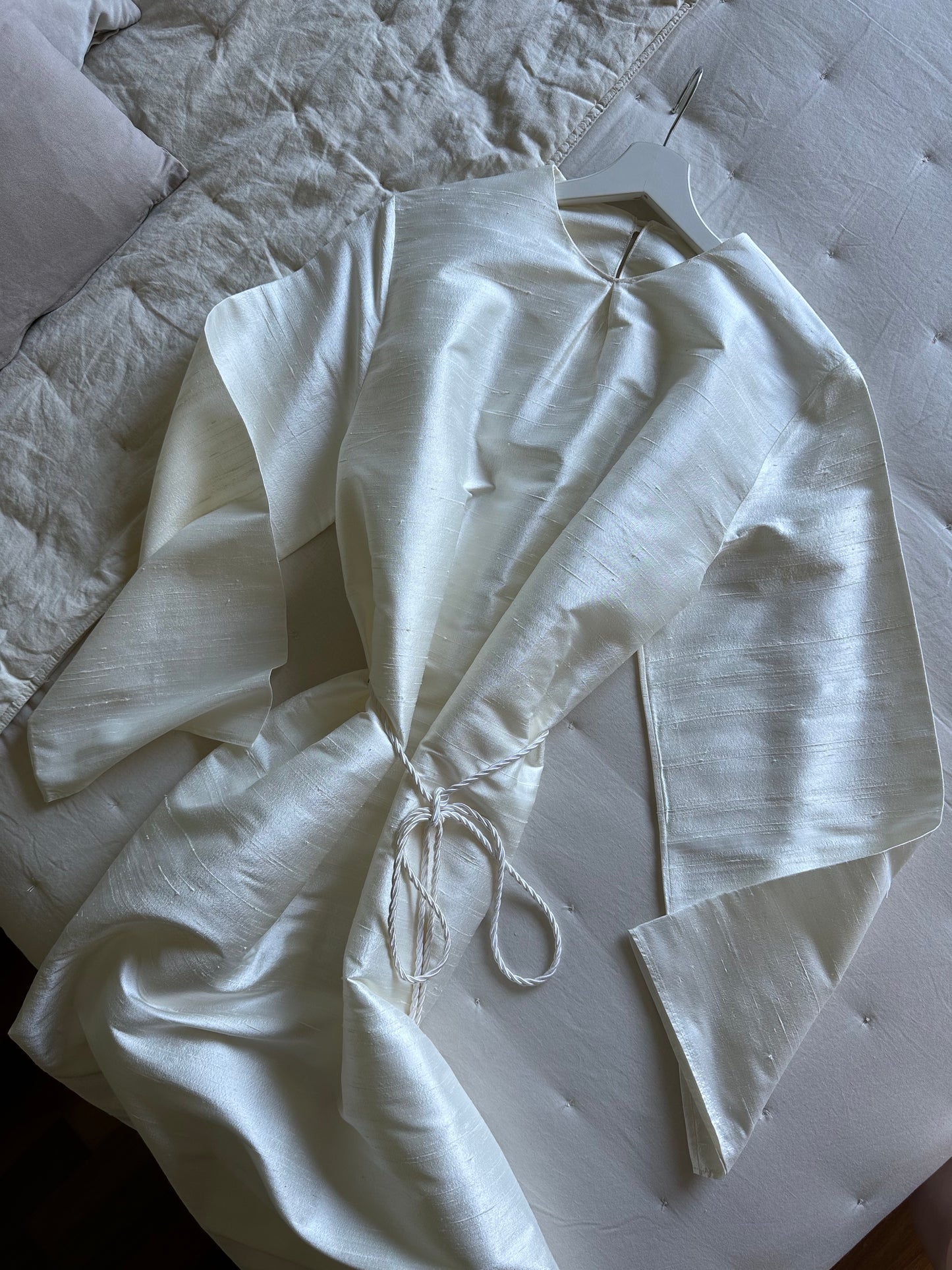 100% Silk White Long Tunic Dress