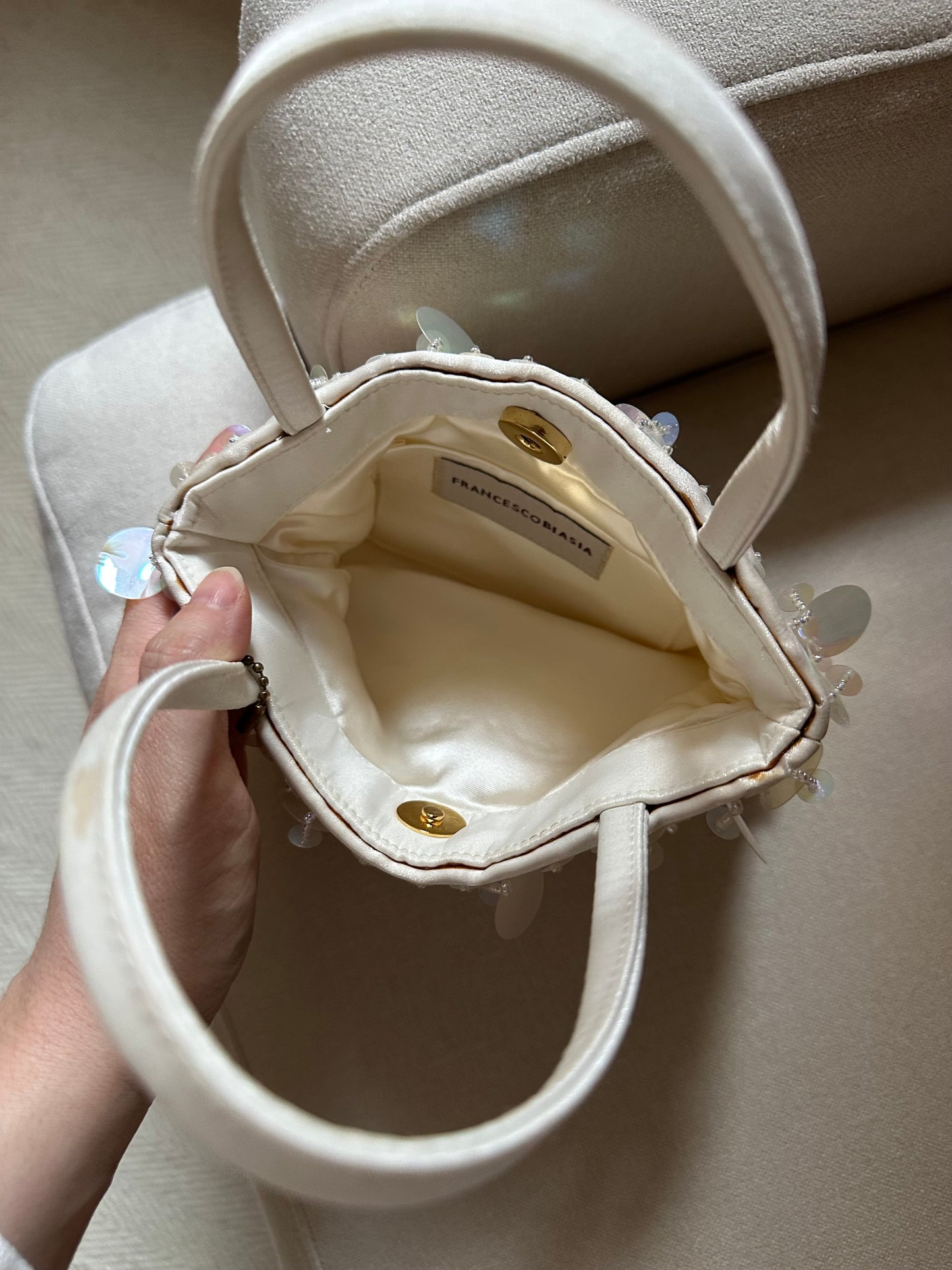 Francesco Biasia Satin & Pailettes Mini Handbag