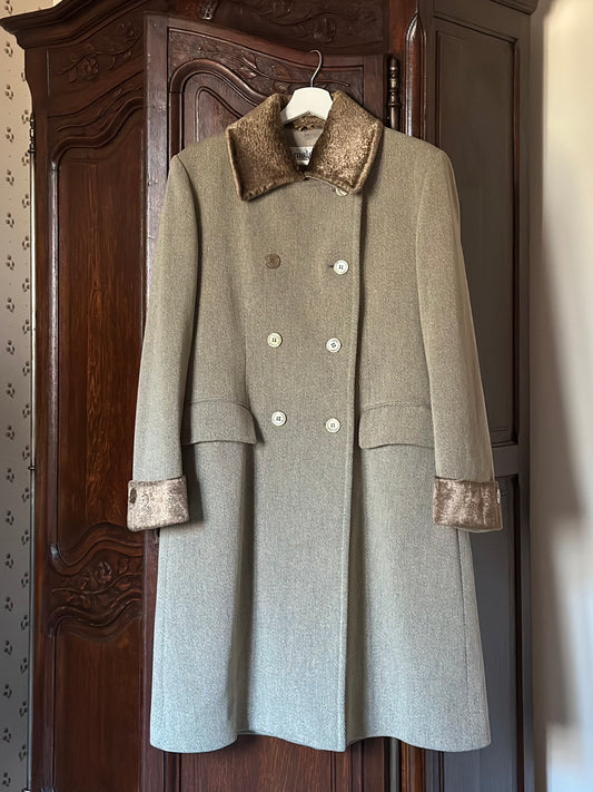 Double Breasted Short Taupe Coat
