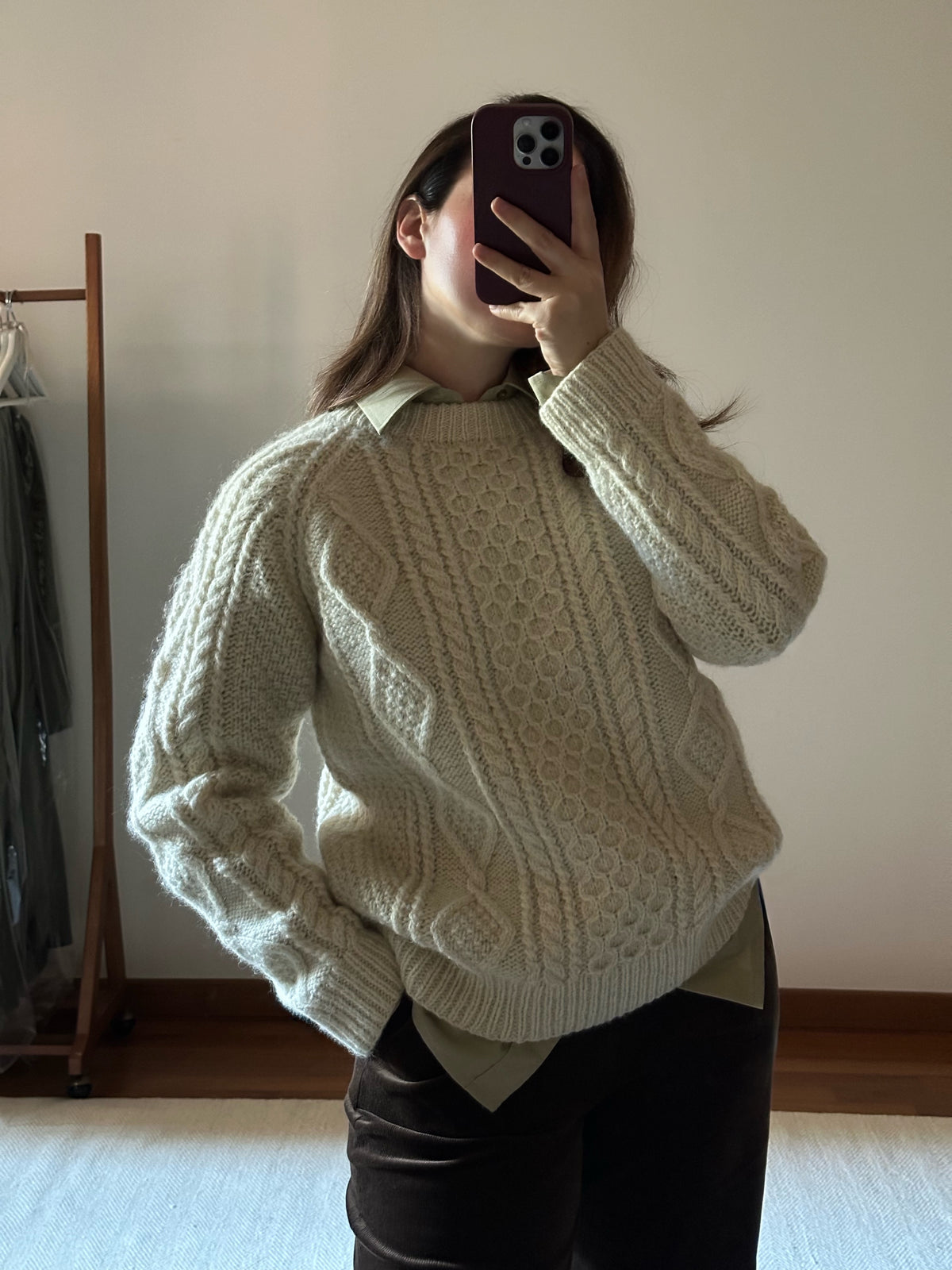 White Irish Cable Knit Sweater