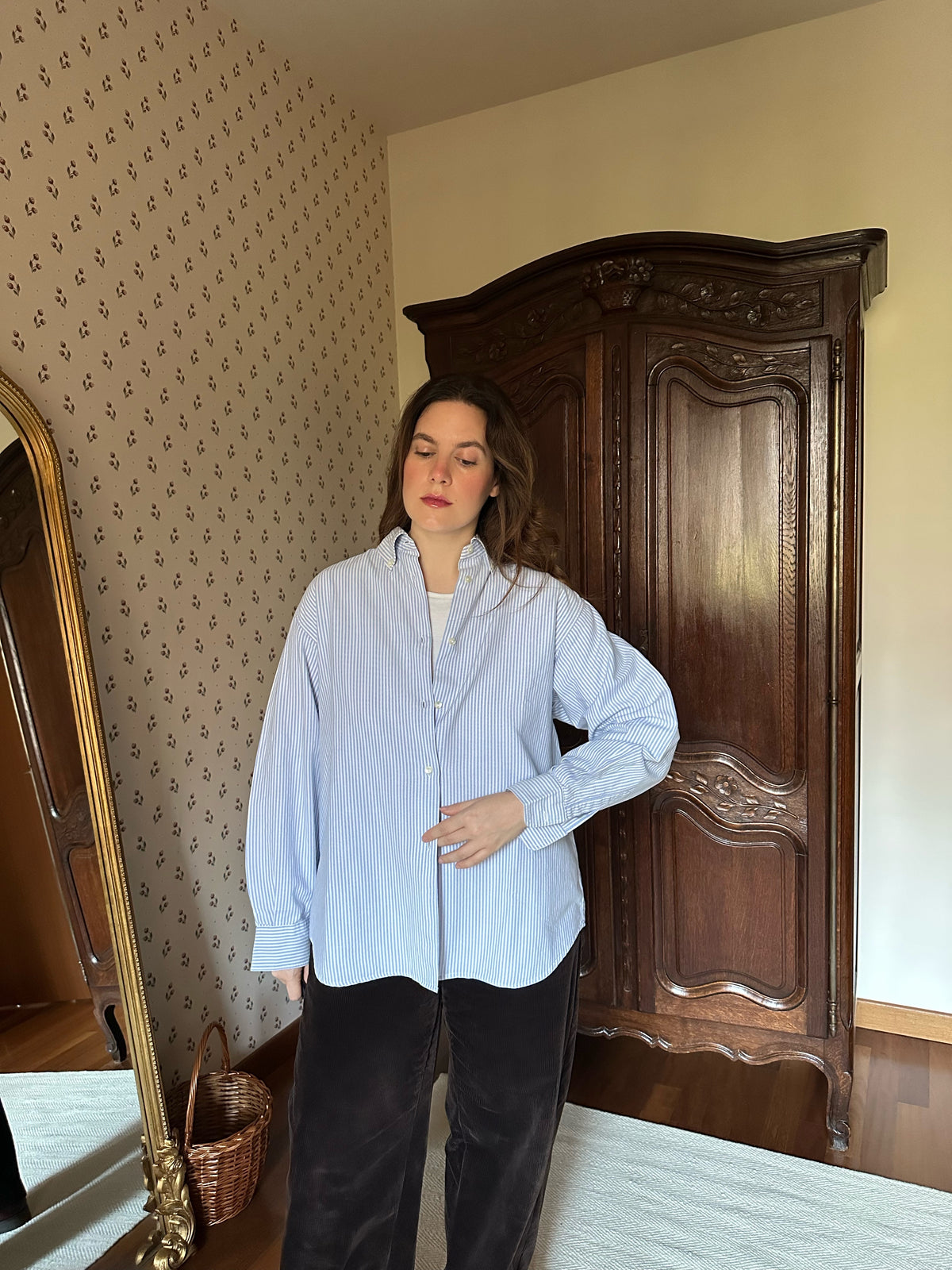 Light Blue & White Striped Cotton Shirt