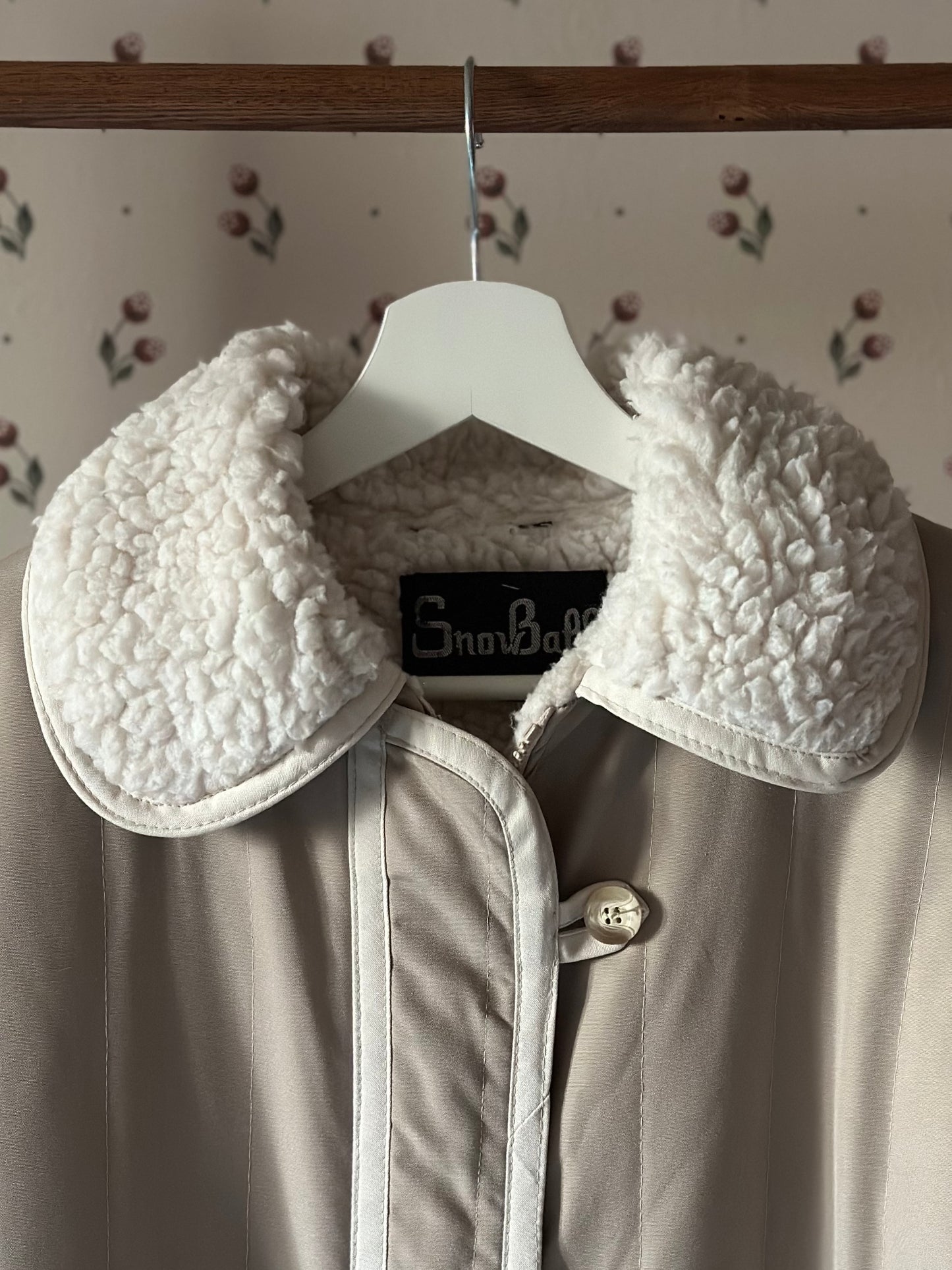 Vintage Faux Shearling Trench Coat