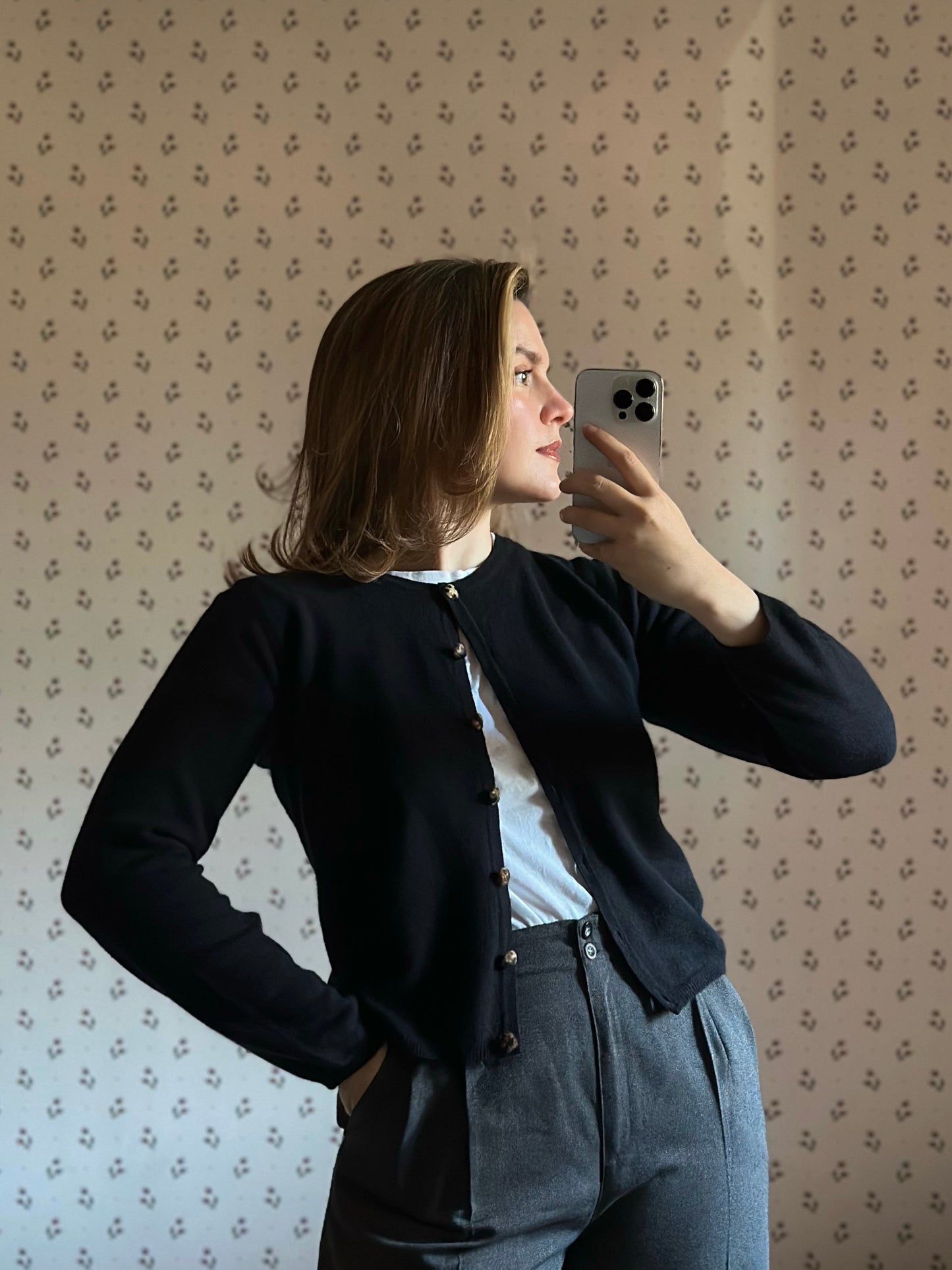 Blumarine Wool and Angora Black Cardigan