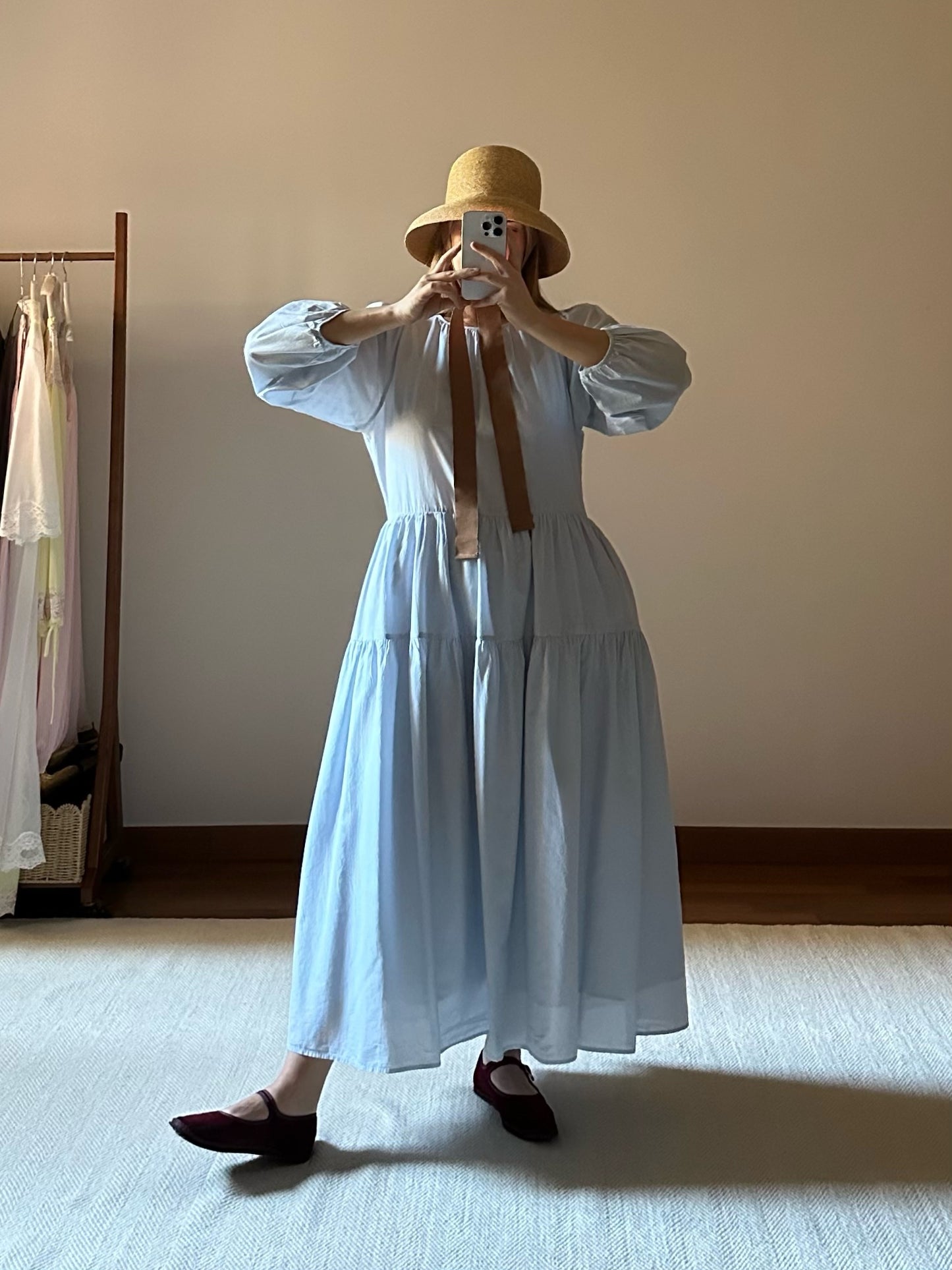 Pure Organic Cotton Light Blue Tiered Dress