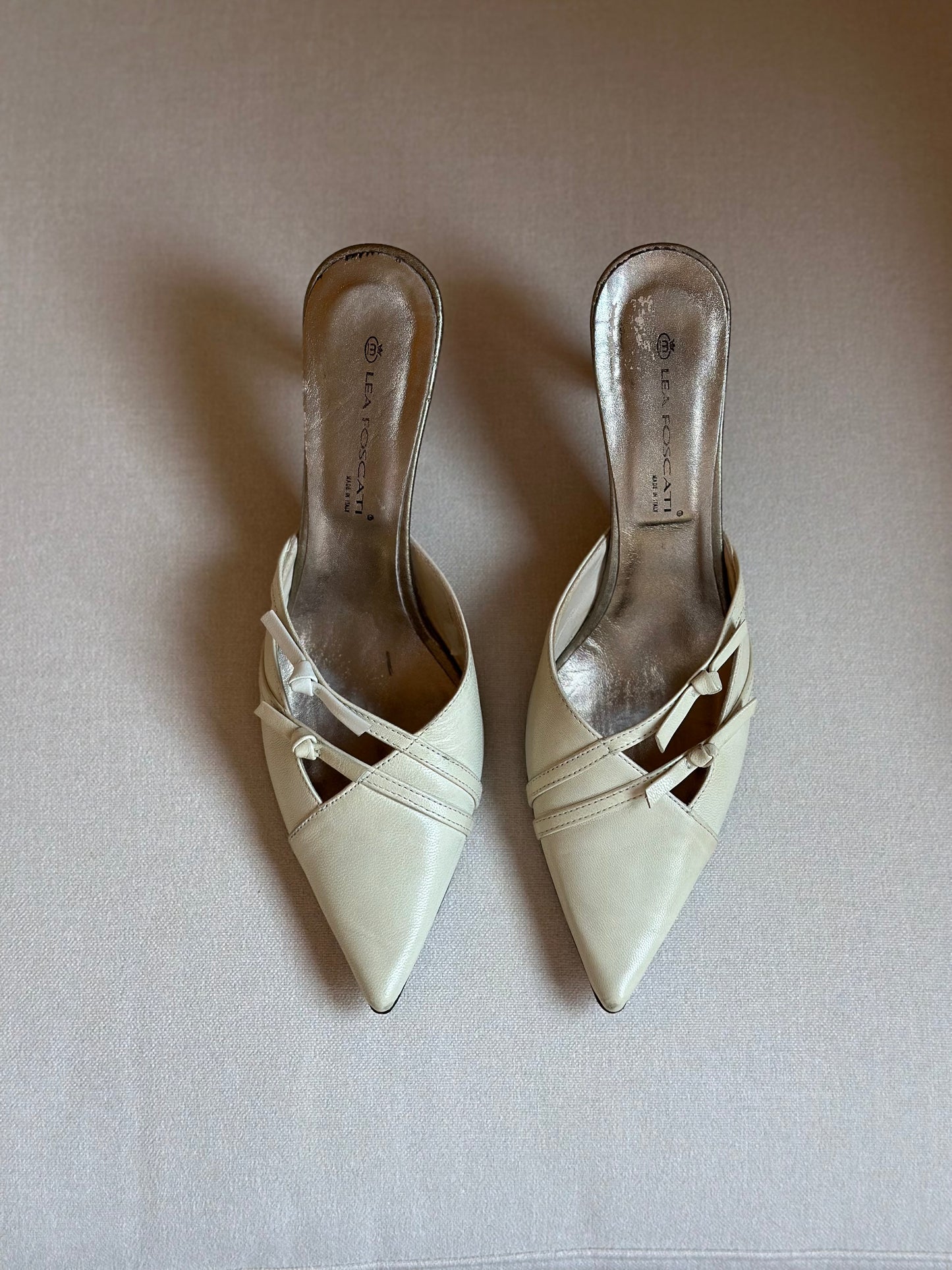 Ice-White Pointy Mules