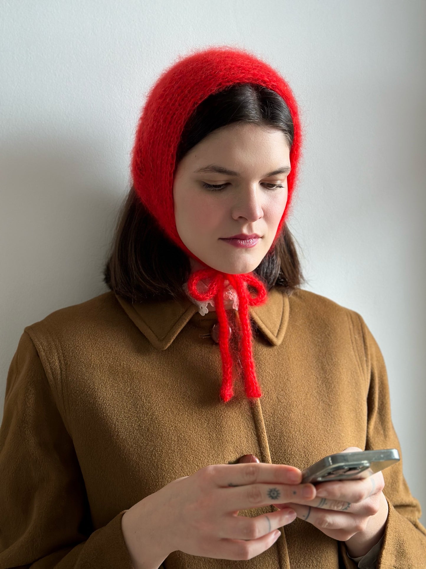 Handmade Silk & Mohair Bonnet - Scarlet Red