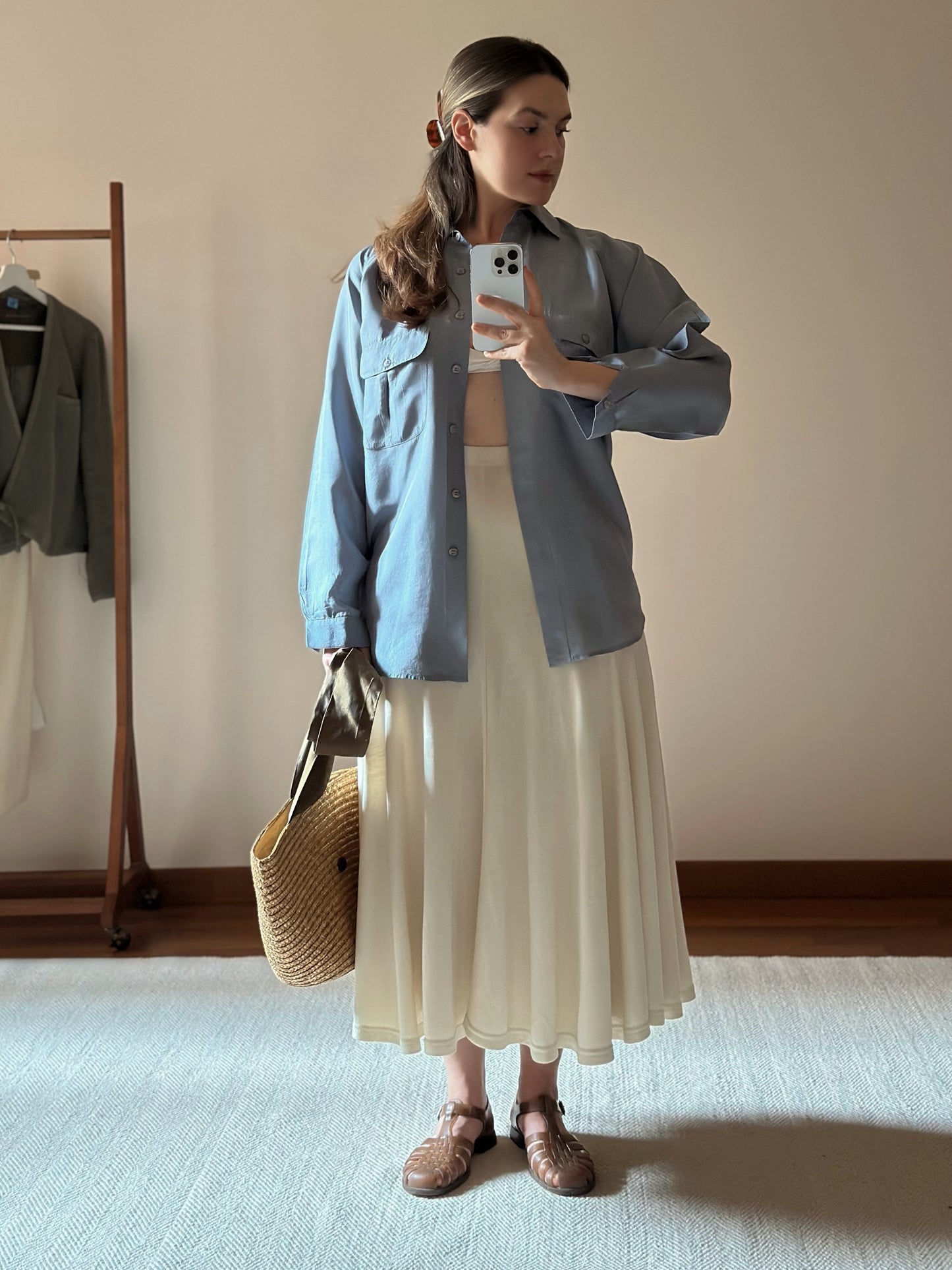 100% Silk Powder Bluse Shirt