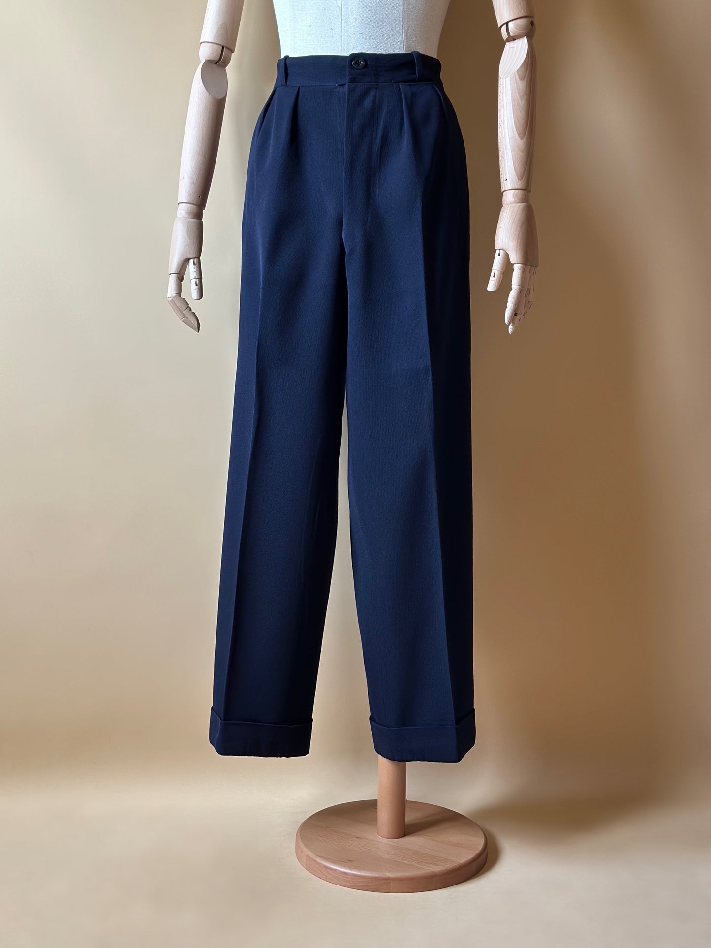 Vintage Dark Blue Woolen Trousers