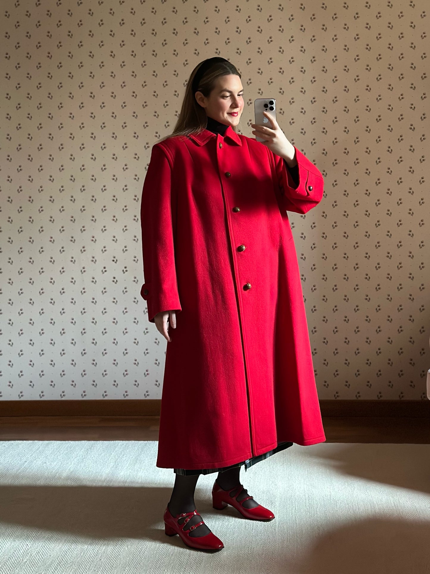 Pure Wool Scarlet Red Loden Coat