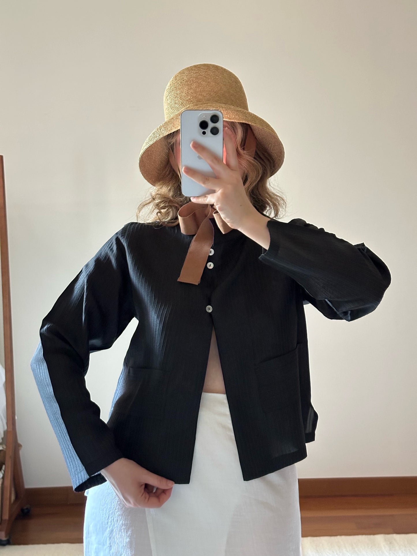 100% Silk Black Pinstripe Shirt