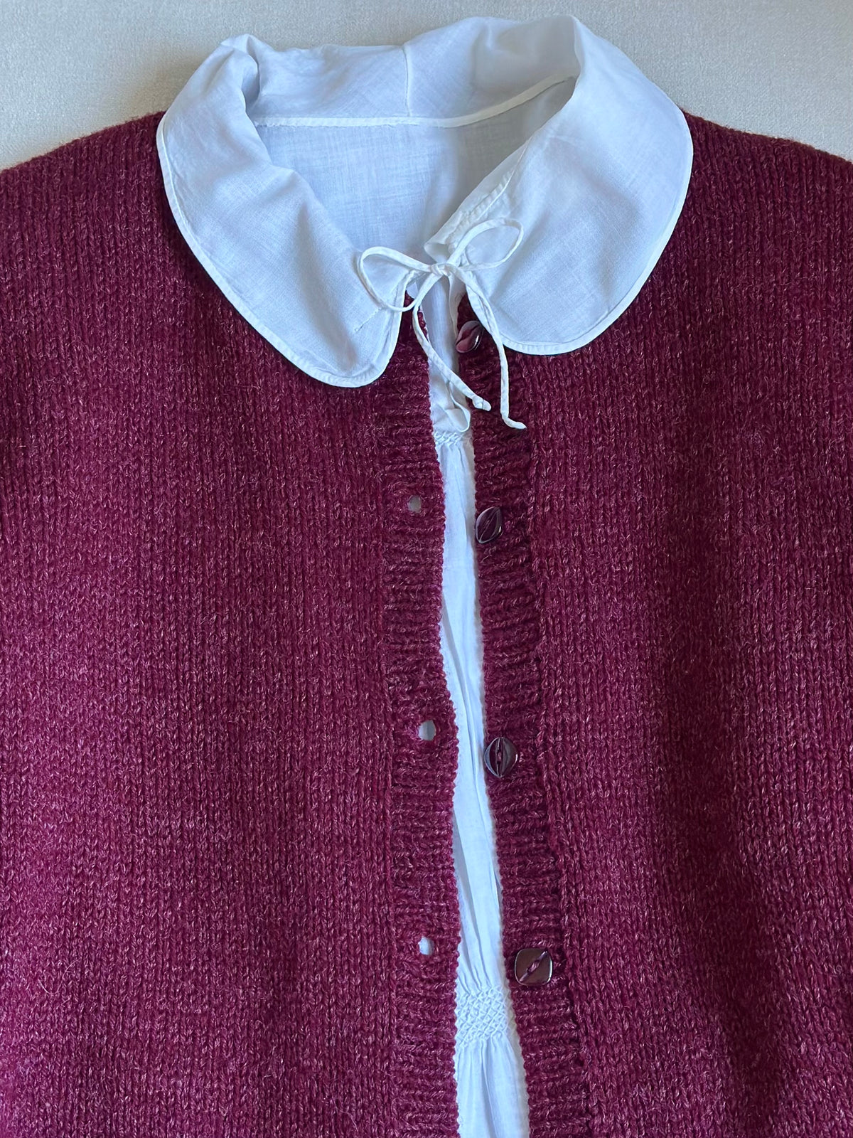 Handmade Burgundy Wool Cardigan