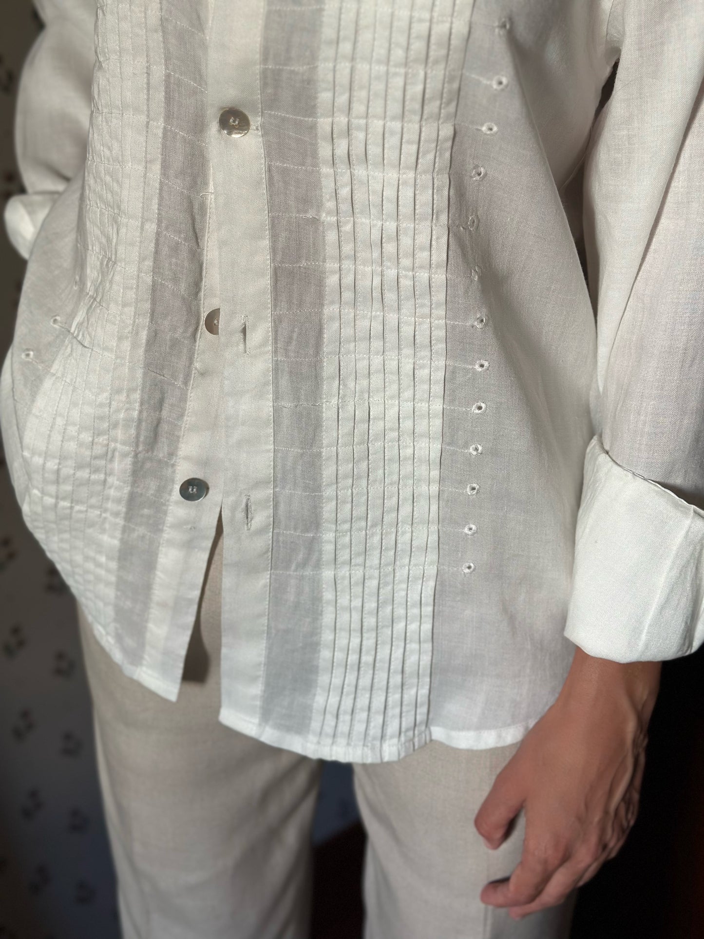 100% Linen Oversized White Shirt