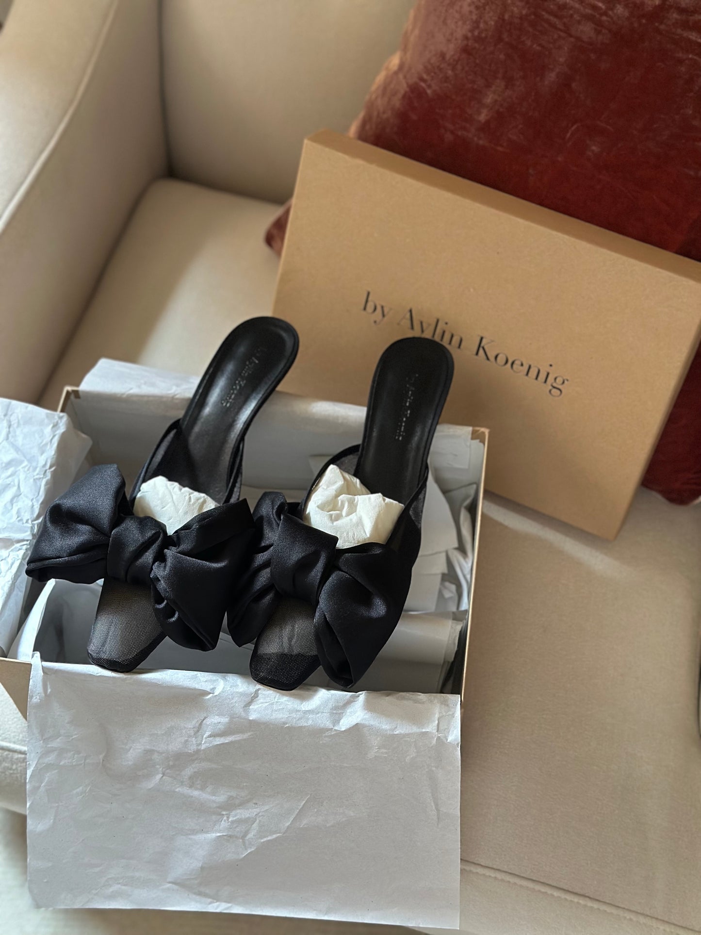 Black Bow Mules by Aylin Koenig