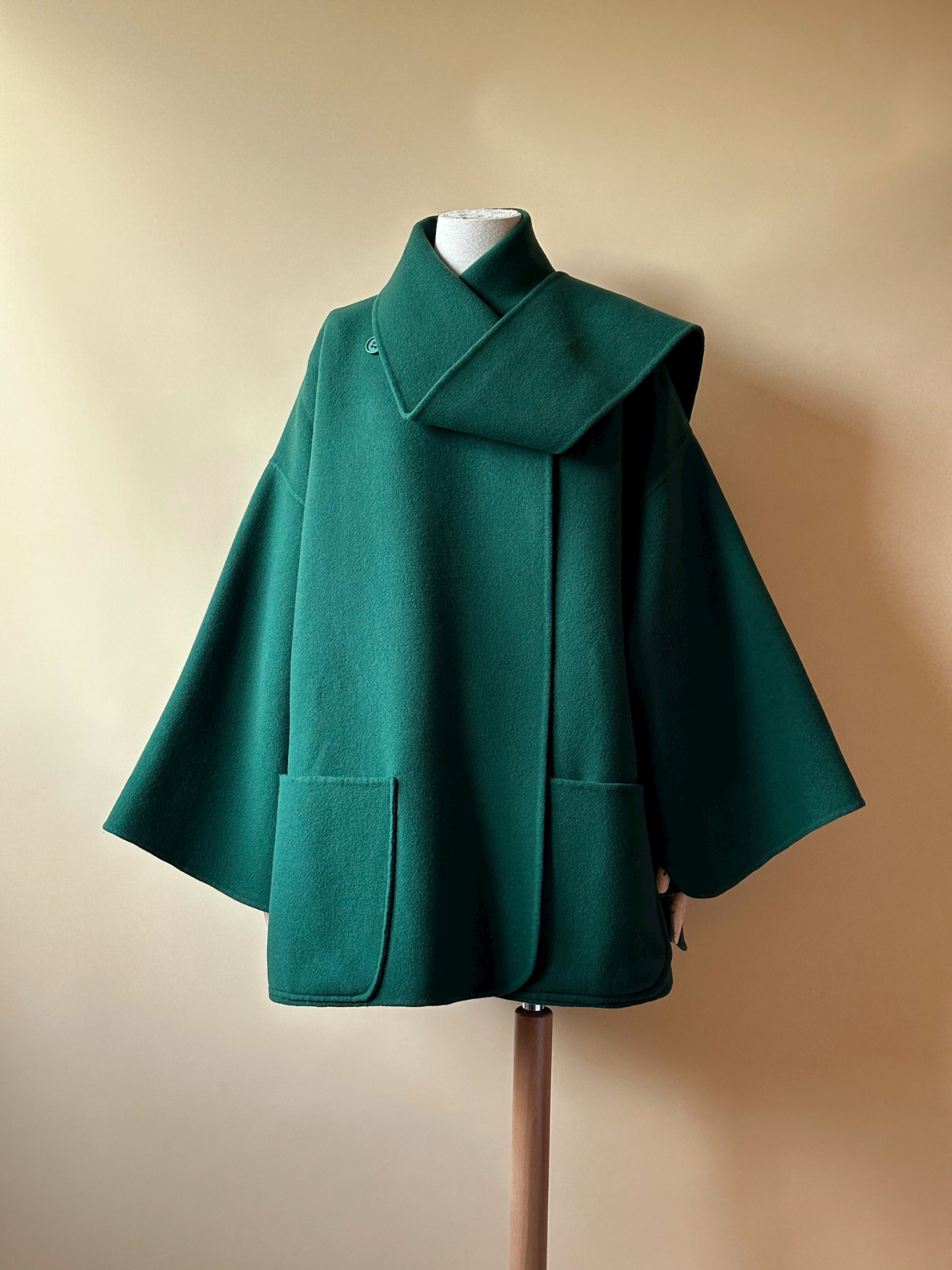 Vintage Green Woolen Cape Coat