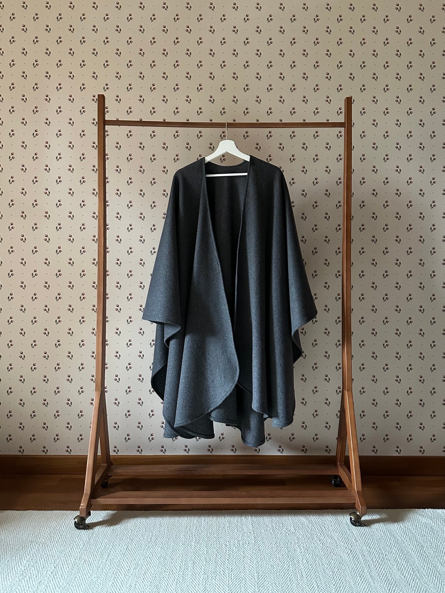 Gray Wool Maxi Cape