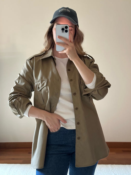 Khaki Cotton Military Shirt/Jacket