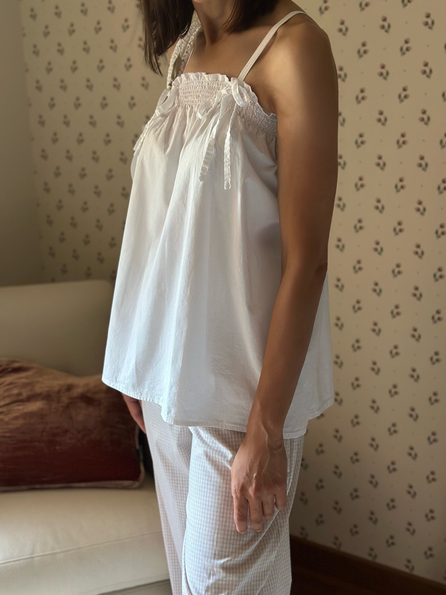 White Cotton Frill Top