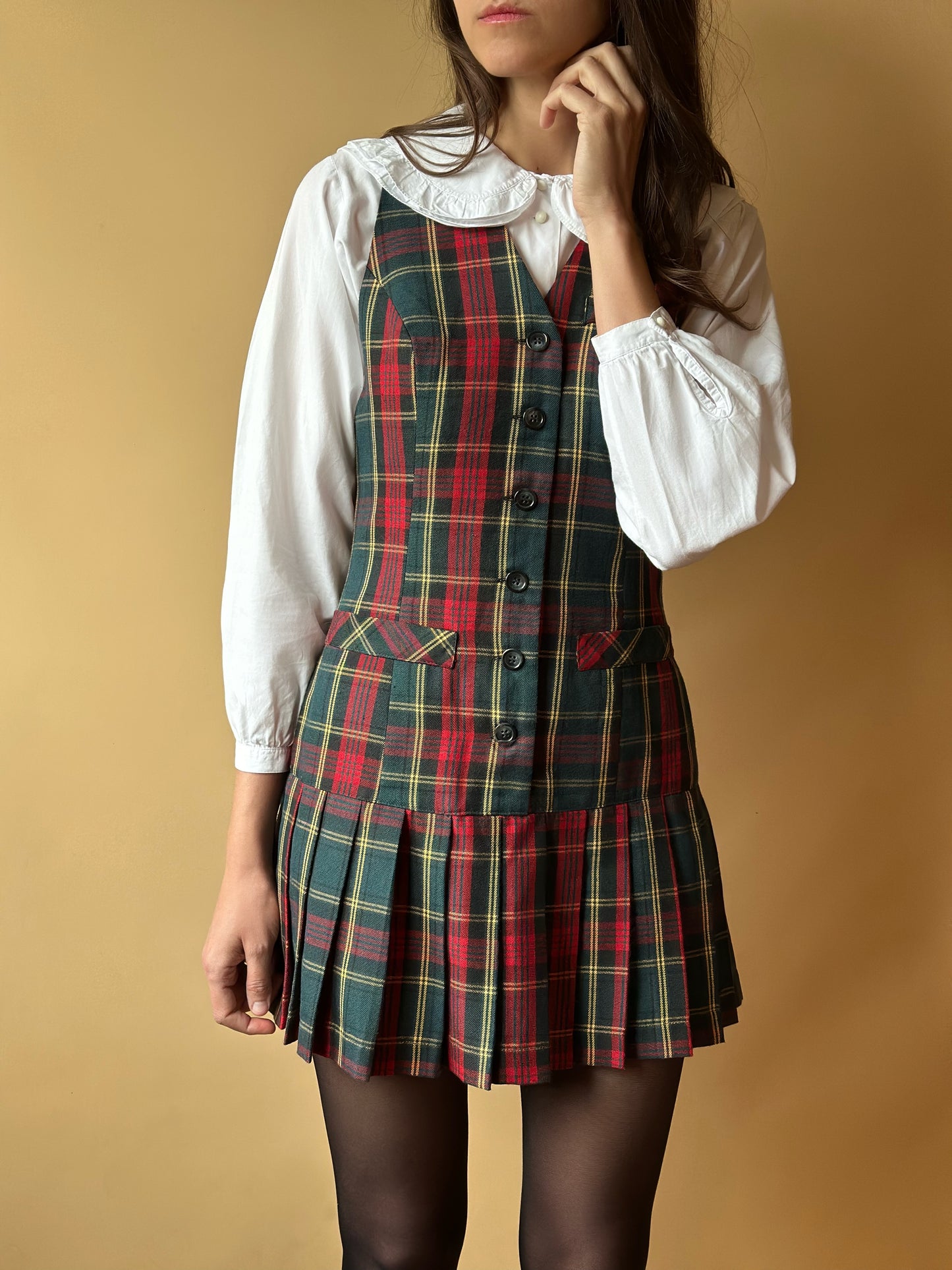 Vintage Tartan Pleated Dress