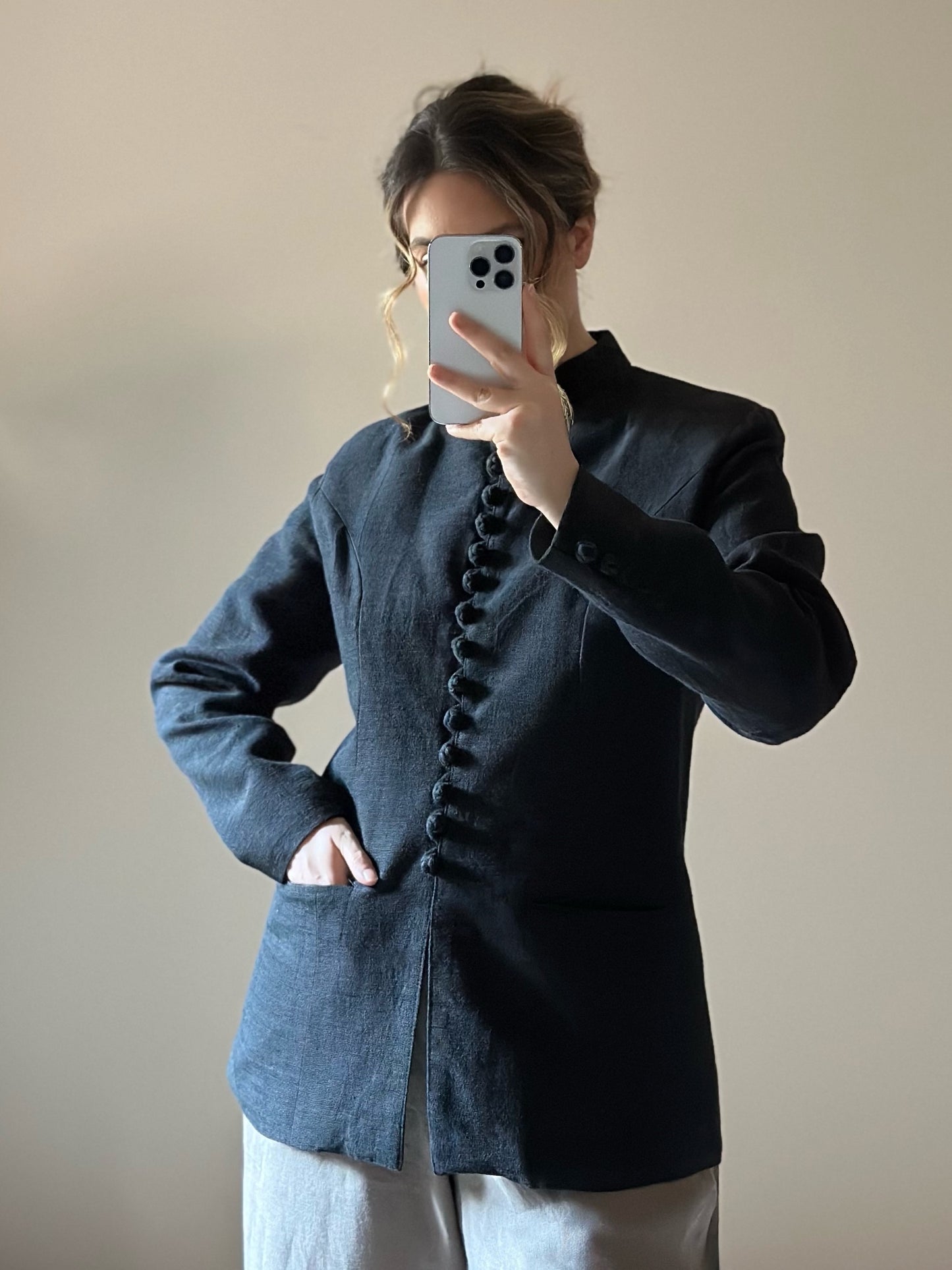 100% Silk Black Blazer