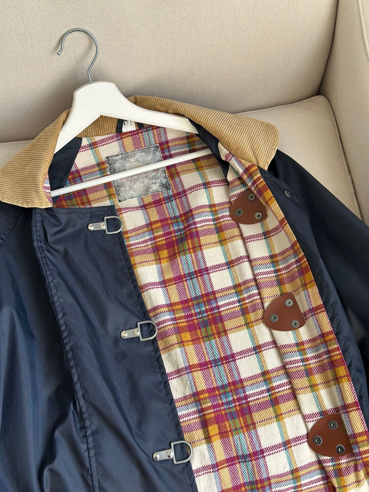 Blue Rainproof Jacket With Metal Clasps