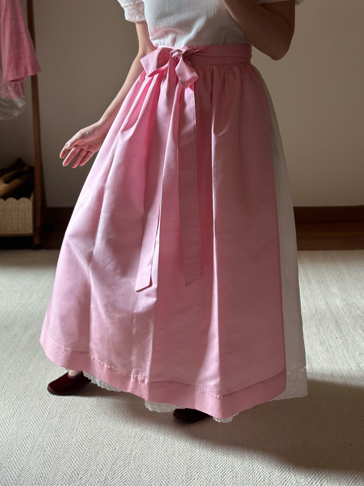 100% Pink Silk Apron