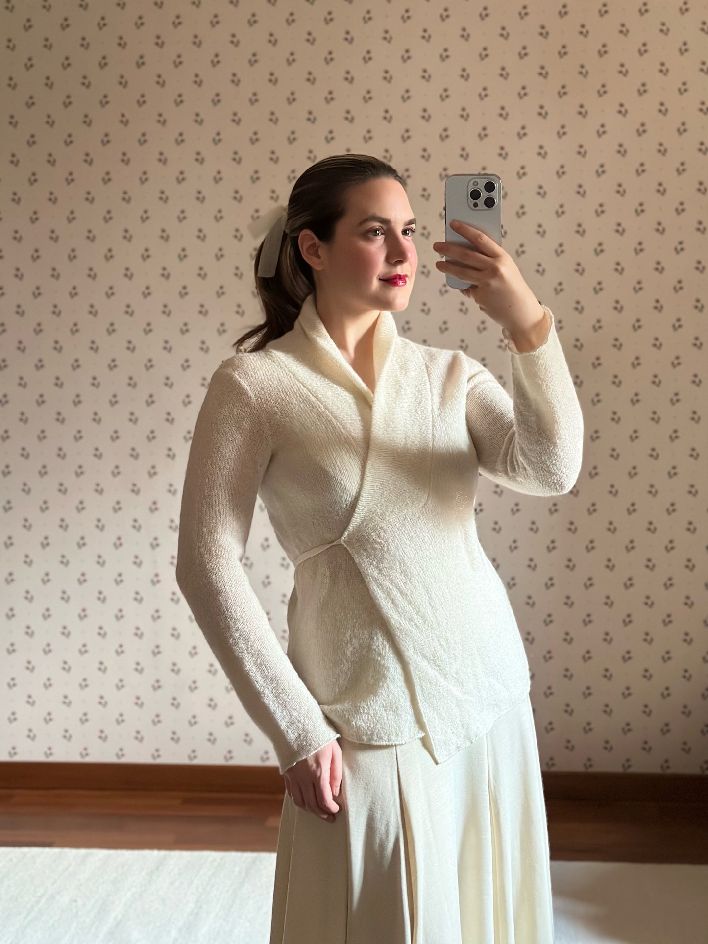 Wool & Mohair Milky White Ballet Cardigan