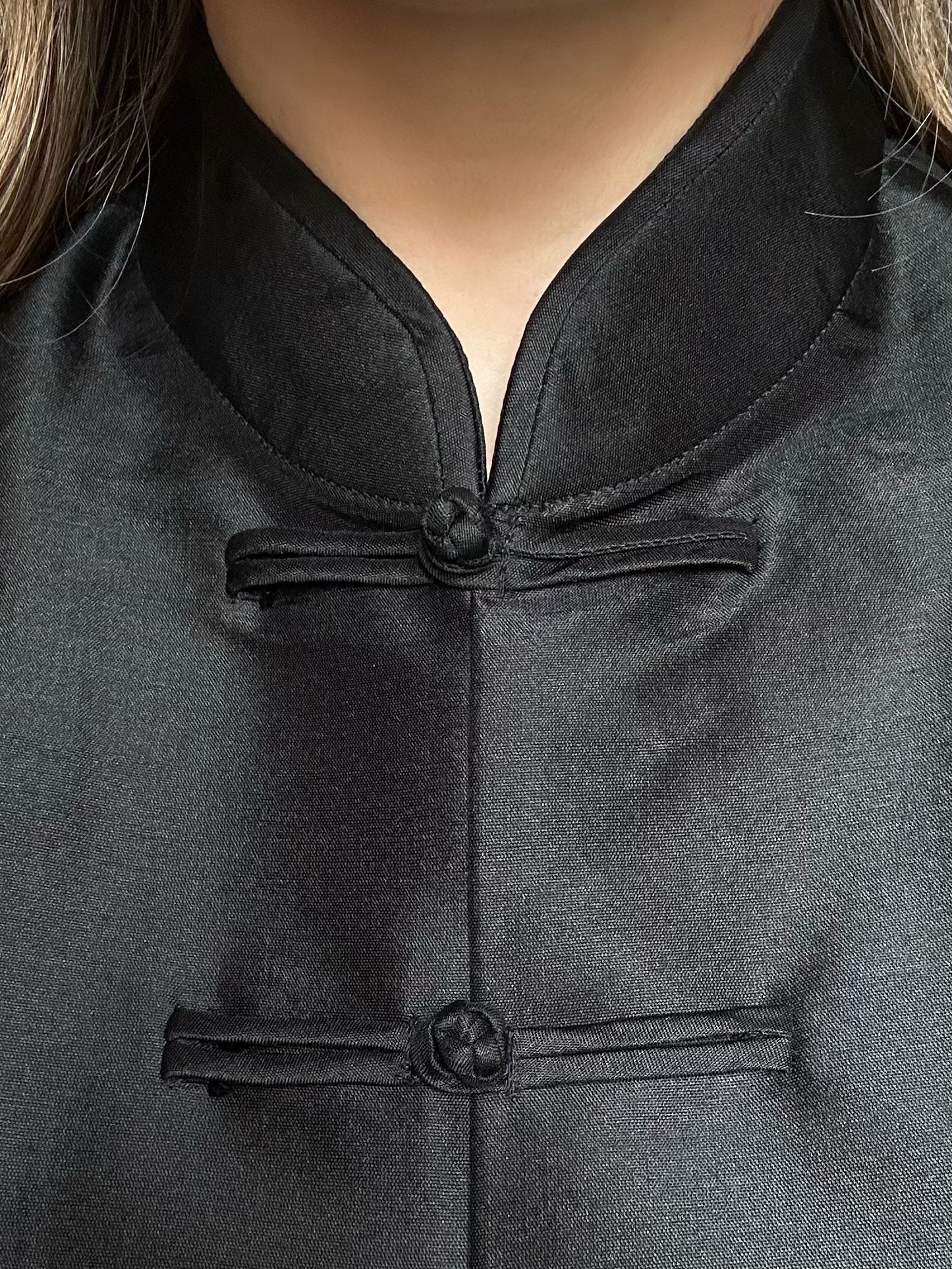 100% Silk Long Black Tang Jacket