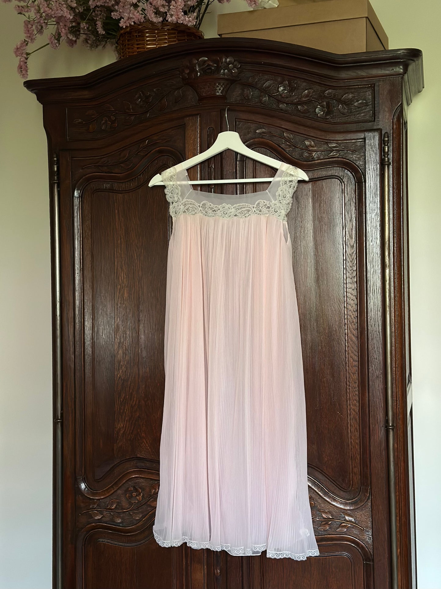 Vintage Baby Pink Pleated Nightgown